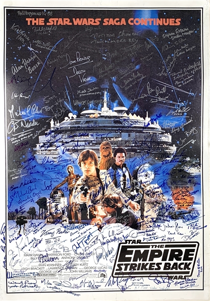 A Galactic Grail: Star Wars "The Empire Strikes Back" Full Size Movie Poster with Amazing 149 Autographs! (Beckett/BAS Guaranteed)(Steve Grad Collection)