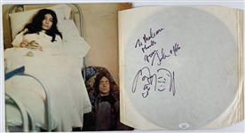The Beatles: John Lennon Desirable Signed Album Inner Sleeve with Hand Drawn Self Portrait & Yoko Sketch (Tracks UK & JSA LOAs) 