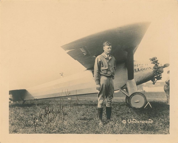 Charles Lindbergh Signed 8" x 10" Photo with The Spirit of St. Louis! (PSA/DNA)
