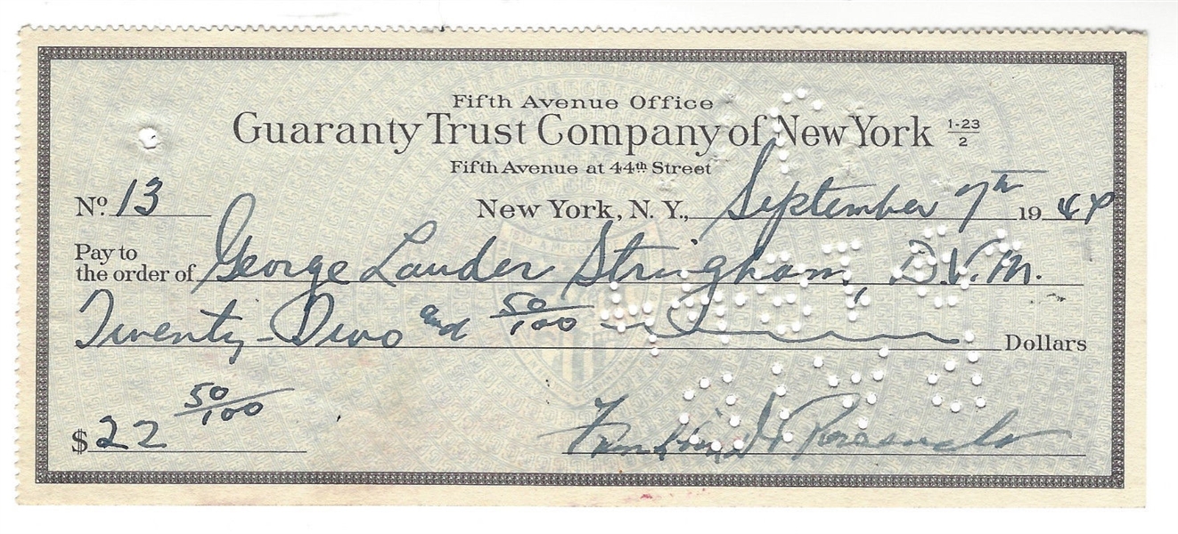 Franklin D. Roosevelt Signed 1944 Bank Check While President! (Beckett/BAS)