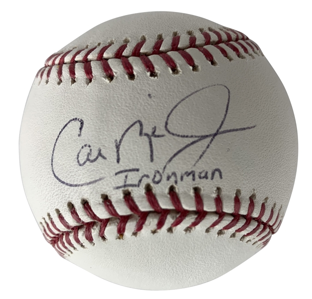 Cal Ripken Jr. Signed OML Baseball w/ "Ironman" Inscription (Beckett/BAS Guaranteed)