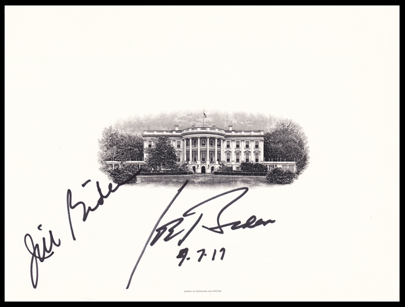 Joe Biden & Jill Biden Dual Signed 6" x 8" Official White House Engraving Card (Beckett/BAS Guaranteed)