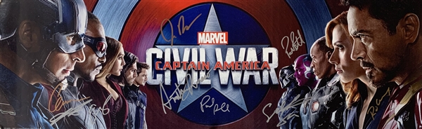 "Captain America: Civil War" Rare Signed 9.75" x 31.5" Cast Signed Poster with Downey, Evans, Rudd, etc. (Beckett/BAS Guaranteed)