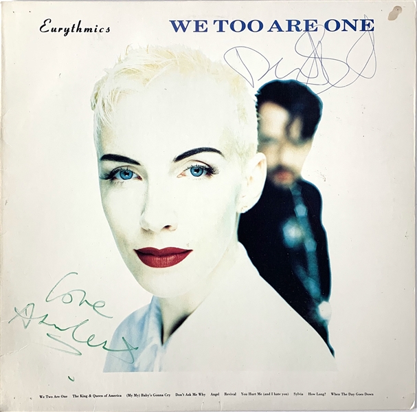 The Eurythmics: Annie Lennox & David Stewart Signed "We Too Are One" Record Album Cover (JSA LOA)