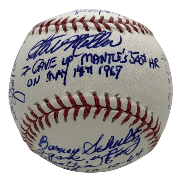 Mickey Mantle Milestone Rare Multi-Signed Stat Baseball w/ Longest HR, Last HR, Replacement & Others! (JSA)