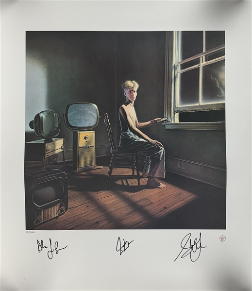 RUSH: Group Signed "Power Windows" 18" x 24" Lithograph w/ All Three Members! (Beckett/BAS)