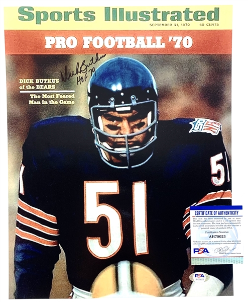 Dick Butkus In-Person Signed 11" x 14" Color Photo (PSA/DNA)