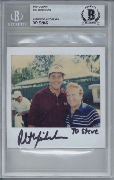Phil Mickelson Vintage Signed Polaroid Photograph (Beckett/BAS Encapsulated)
