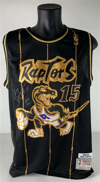 Vince Carter Rare Signed & "ROY 99" Inscribed 1998-99 Toronto Raptors Mitchell & Ness Jersey (Beckett/BAS)