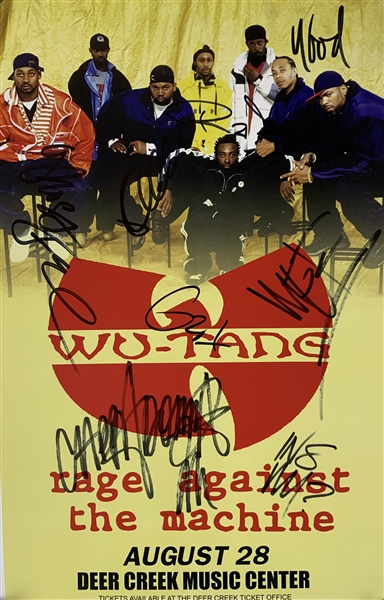 Wu Tang Clan Rare Group Signed 11" x 17" On-Site c. 1997 Concert Poster w/ Method Man, RZA & Others! (Beckett/BAS Guaranteed)