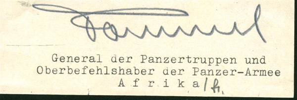 Erwin Rommel Signed 1.5" x 4" Document Clipping (JSA)
