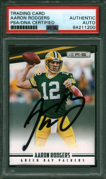 Aaron Rodgers Signed 2012 Panini Football Trading Card  (PSA/DNA)