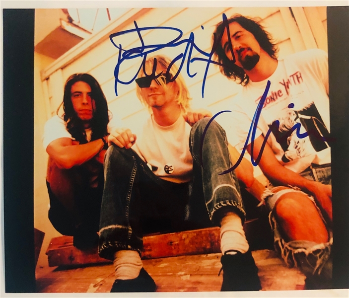 Nirvana ULTRA RARE Group Signed 8" x 10" Color Photo (John Brennan Collection)(JSA LOA)(Beckett/BAS Guaranteed)