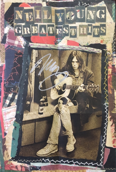 Neil Young Signed 9" x 14" Color Promotional Poster for "Greatest Hits" (Beckett/BAS Guaranteed)