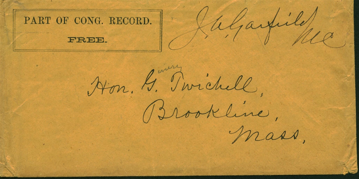 President James A. Garfield Signed Free Frank (Beckett/BAS Guaranteed)