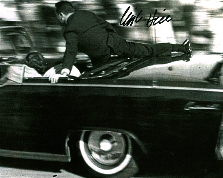 Clint Hill Signed 8" x 10" Black & White JFK Photograph (Beckett/BAS Guaranteed)