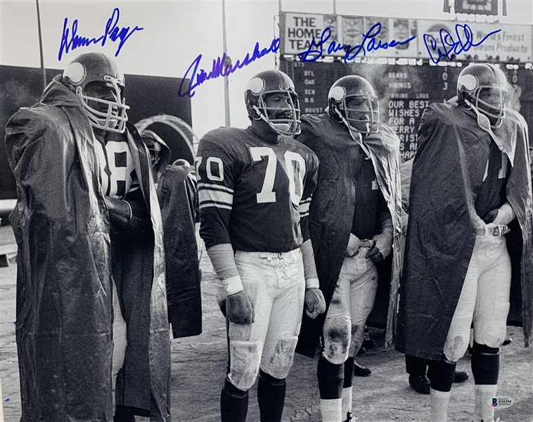 Purple People Eaters Lot of Two (2) Signed 16" x 20" Photographs w/ 4 Signatures! (Beckett/BAS)