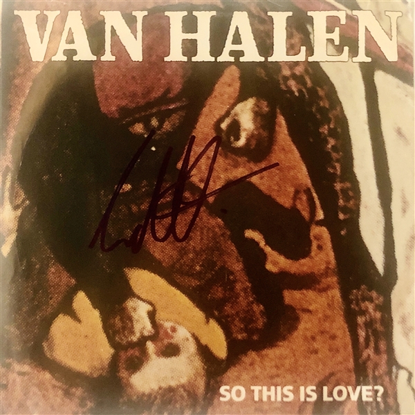 Van Halen: Eddie Van Halen Signed "So This Is Love?" Single Album Cover (John Brennan Collection)(Beckett/BAS Guaranteed)