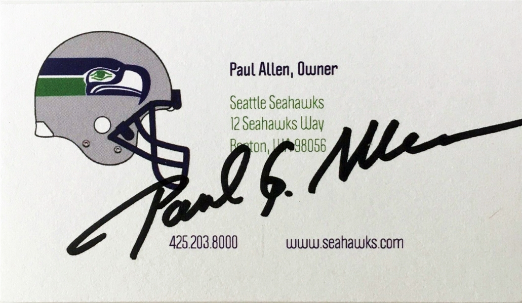 Paul Allen Rare Signed Seattle Seahawks Business Card (Beckett/BAS LOA)