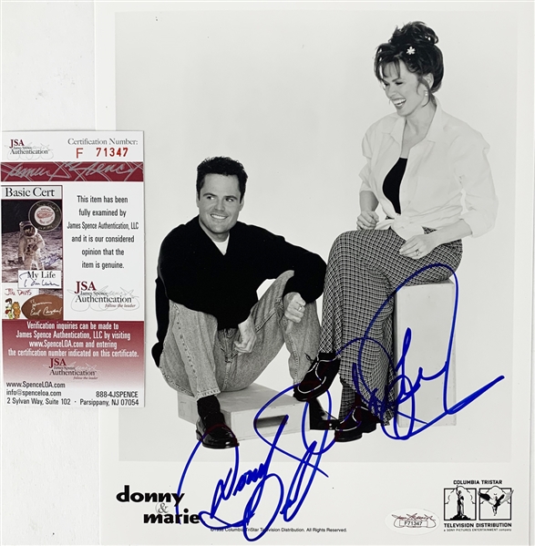 The Osmonds: Donnie & Marie Osmond Dual Signed 8" x 10" Publicity Photograph (Beckett/BAS Guaranteed)