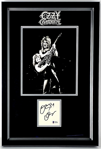 Ozzy Osbourne Signed Cut Signature in Custom Framed Display (Beckett/BAS COA)