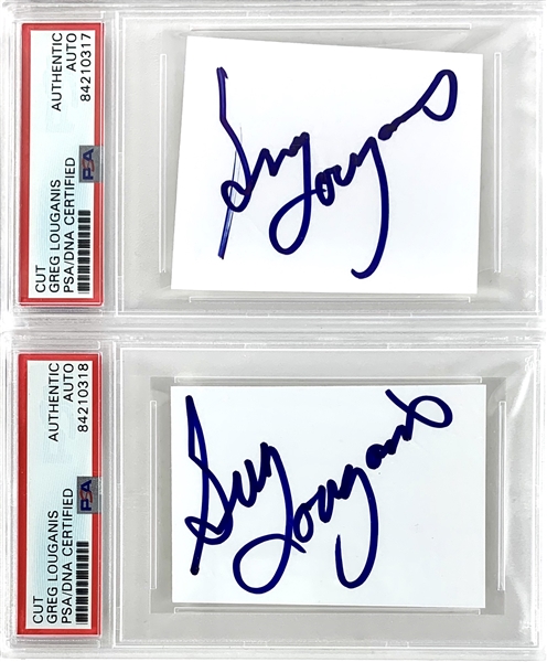 Greg Louganis Lot of Two (2) Cut Signatures (PSA/DNA Encapsulated)