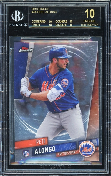 2019 Topps Finest Pete Alonso #44 Rookie Card :: BGS Graded Pristine 10 BLACK LABEL!