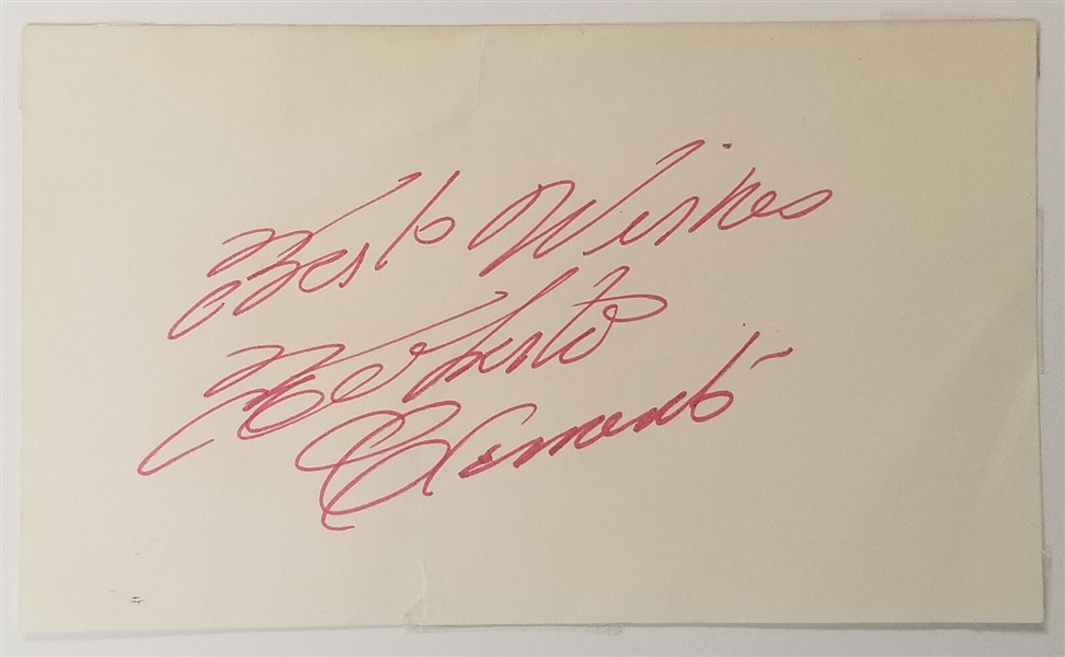 Robert Clemente Superbly Signed 3" x 5" Index Card (JSA)