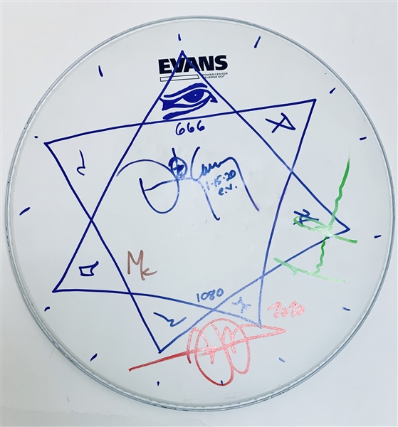 Tool Unique Group Signed & Concert Used Evans Drumhead w/ All Four Members (Beckett/BAS)