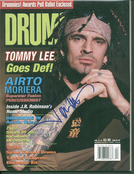 Tommy Lee Signed 2000 Drum! Magazine Cover (Beckett/BAS Guaranteed)