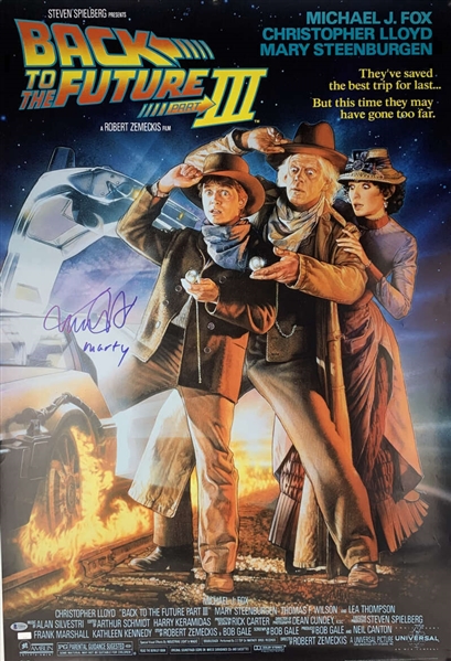 Michael J. Fox Signed "Back to The Future III" 27" x 40" Movie Poster (Beckett/BAS)