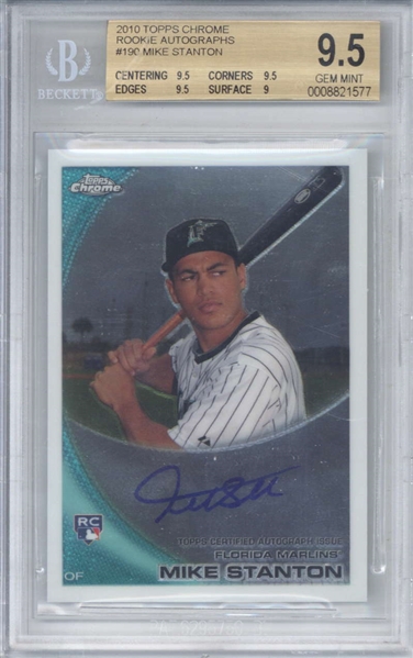 Mike Stanton Signed 2010 Topps Chrome Rookie Card - Beckett/BGS Graded GEM MINT 9.5
