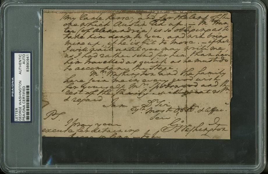 President George Washington BOLDLY Signed & Handwritten 4" x 6.5" Letter (PSA/DNA Encapsulated)