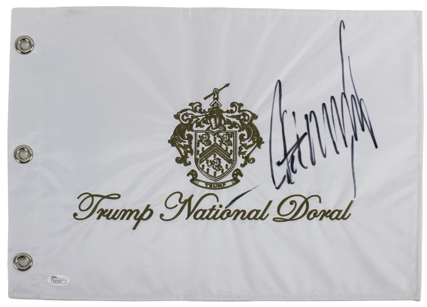 President Donald Trump Signed Trump National Doral Golf Pin Flag (JSA COA)