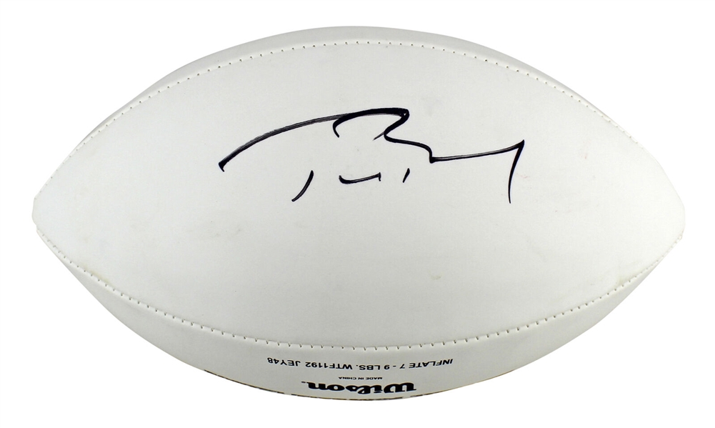 Tom Brady Signed Wilson NFL New England Patriots Logo Model Football (JSA)