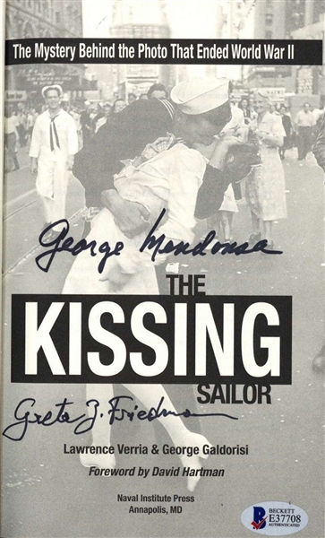 V-J Day: George Mendonsa & Greta  Friedman Signed "The Kissing Sailor" Book (Beckett/BAS)