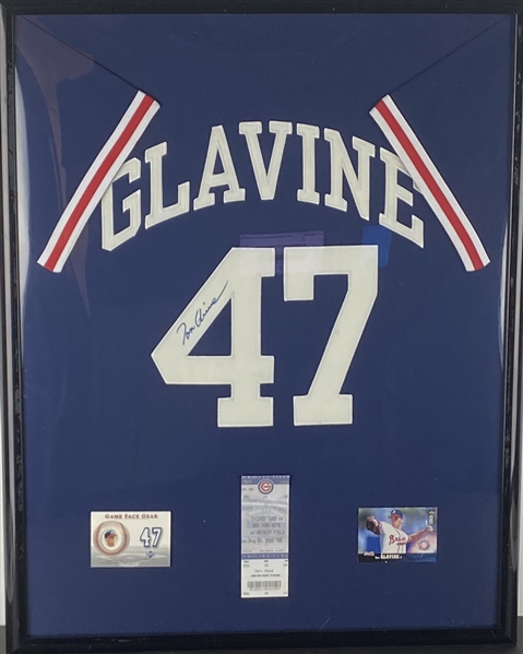 Tom Glavine Signed Atlanta Braves Jersey Framed 29" x 23" Display (Beckett/BAS Guaranteed)