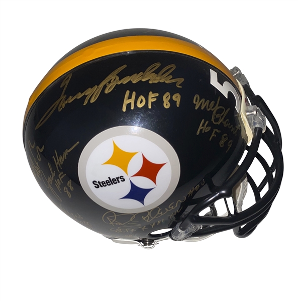 1970s Steelers Legends Multi-Signed PROLINE Helmet w/ Bradshaw, Blount, Ham, Swann, Lambert, Noll, Harris & Others! (JSA)