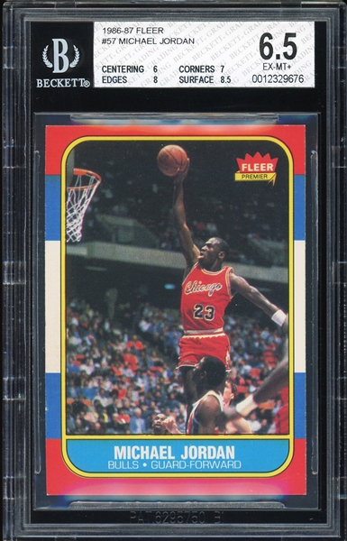 1986 Fleer Michael Jordan #57 Rookie Card :: BGS Graded EX-MT+ 6.5 with Strong Subgrades!