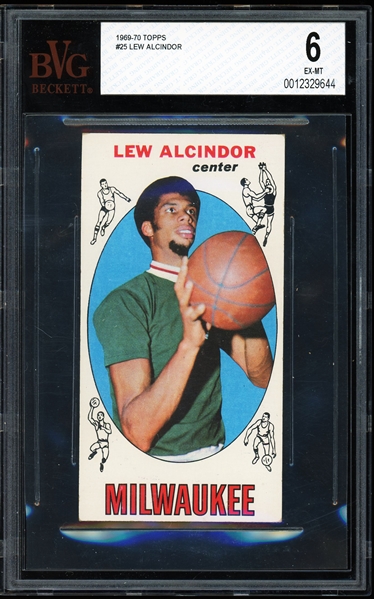 1969-70 Topps Lew Alcindor #25 Rookie Card :: BVG Graded EX-MT 6!