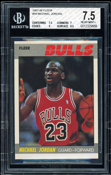 1987-88 Fleer Michael Jordan #59 2nd Year Card :: Graded BGS NM+ 7.5