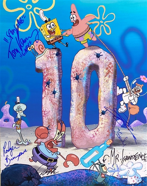 SpongeBob SquarePants Cast Signed 16" x 20" Color Photo with Kenny, Brown, Mr. Lawrence, Bumpass, and Lawrence (Beckett/BAS Guaranteed)