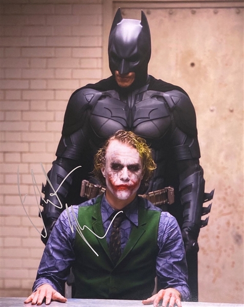 Christian Bale Signed 16" x 20" Color Photo from "The Dark Knight" (with Heath Ledger)(Beckett/BAS Guaranteed)