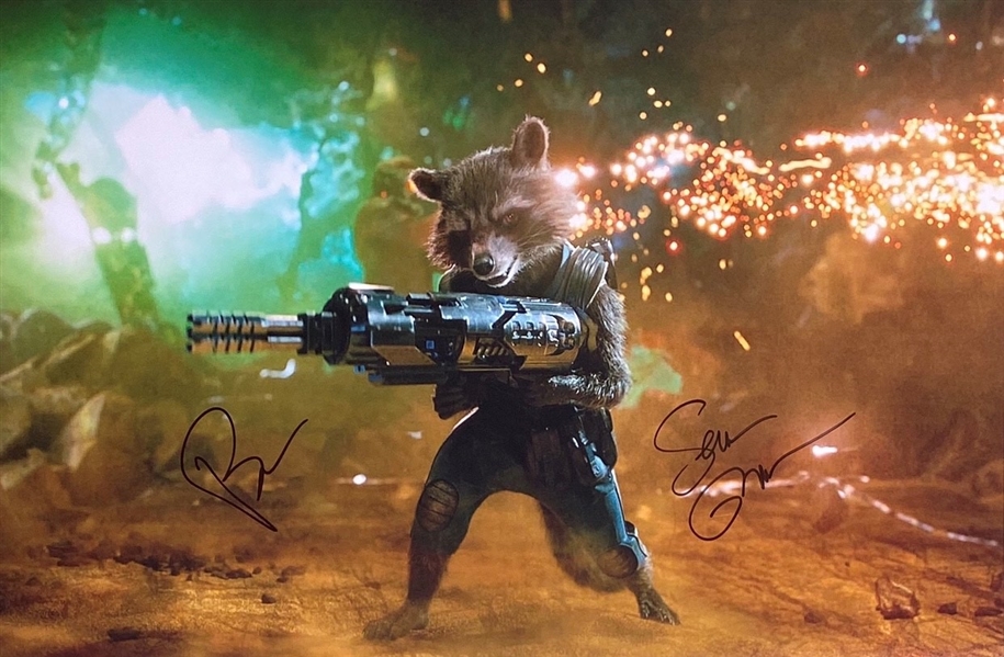 Guardians of The Galaxy: Bradley Cooper & Sean Gunn In-Person Signed 12" x 18" Color Photo (Beckett/BAS Guaranteed)