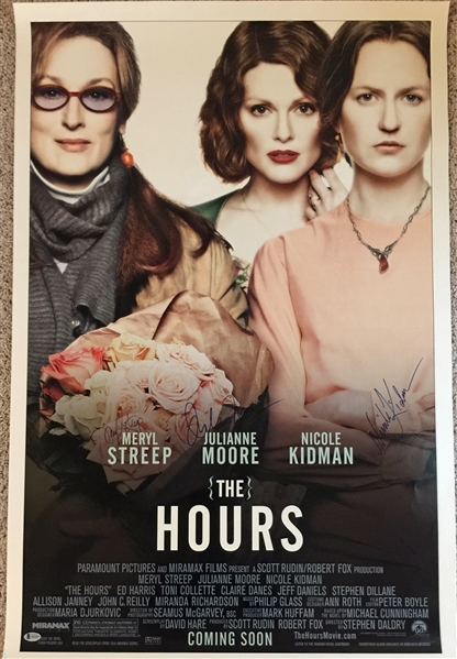 The Hours Cast Signed 27" x 40" Movie Poster with Meryl Streep, Julianne Moore & Nicole Kidman (Beckett/BAS LOA)