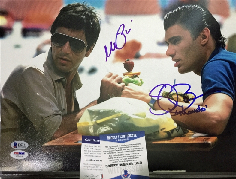 Scarface: Al Pacino & Steven Bauer Dual Signed 11" x 14" Color Photo (Beckett/BAS & PSA/DNA COAs)