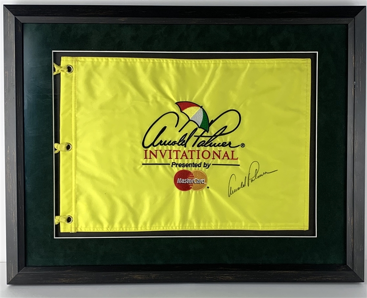 Arnold Palmer Signed Arnold Palmer Invitational Souvenir Pin Flag in Custom Framed Display (Beckett/BAS LOA)