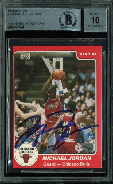 Michael Jordan ULTRA RARE Signed 1985 Star Rookie Card #101 - BGS Signature Graded Perfect 10!