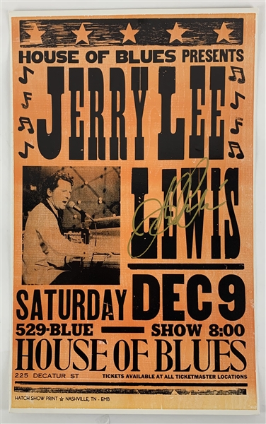 Jerry Lee Lewis Signed Original House of Blues 13" x 22" Concert Poster (Beckett/BAS Guaranteed)