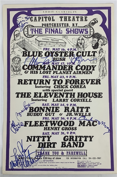 The Final Shows 1975 Original First Printing Multi-Signed 26" x 18" Concert Poster w/ Fleetwood Mac, CCR & Others! (Beckett/BAS Guaranteed)